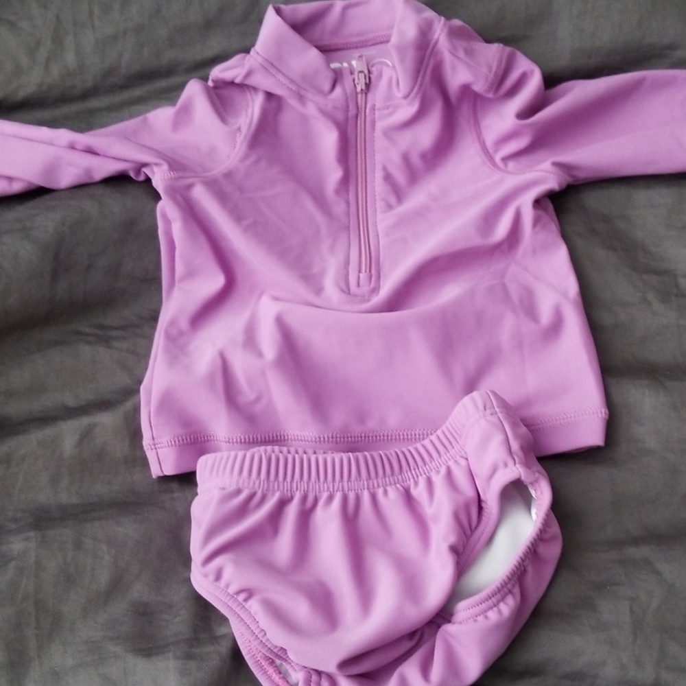 Never worn purple  primary rash guard and swim bot